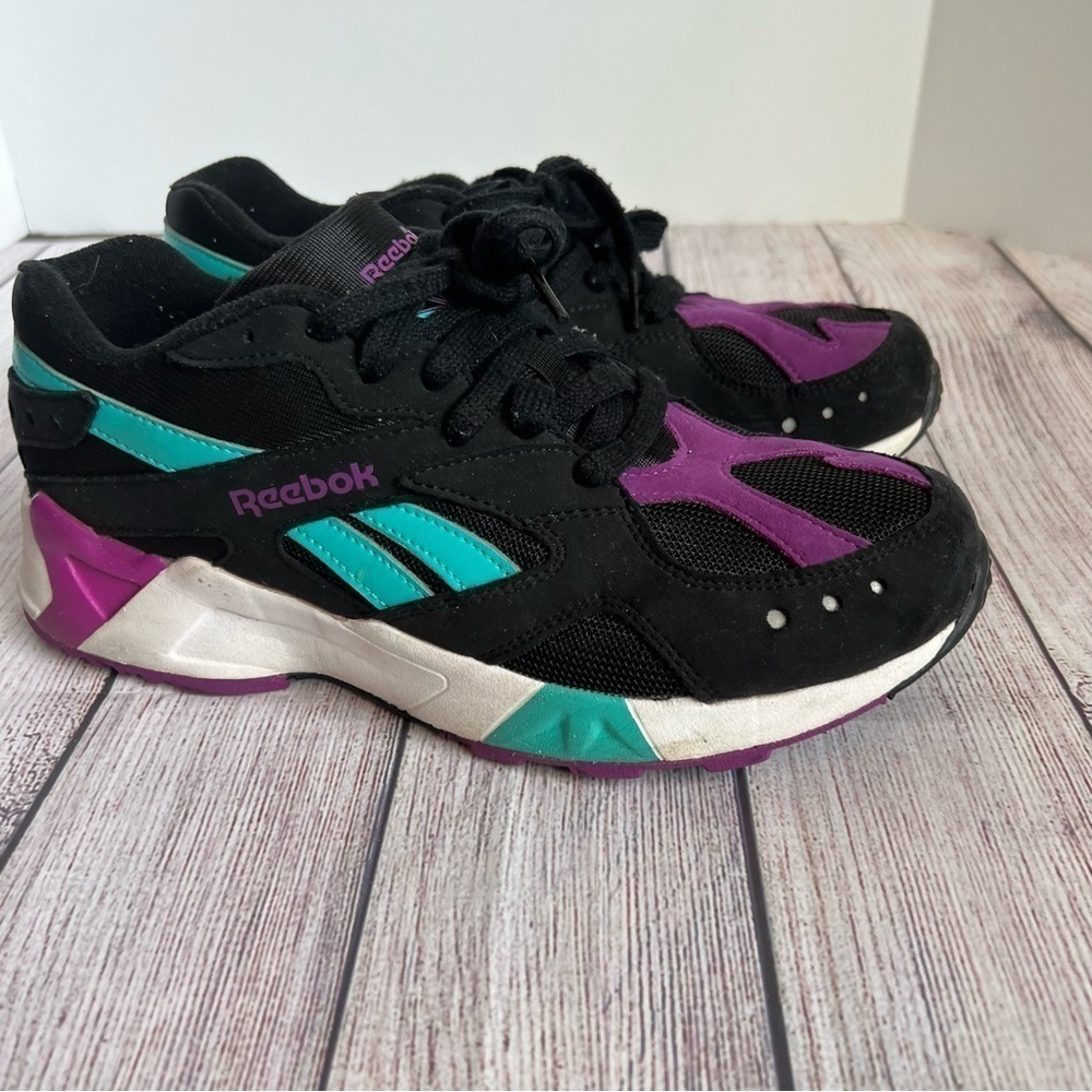 REEBOK Aztrek Black Teal Shoes 6.5
